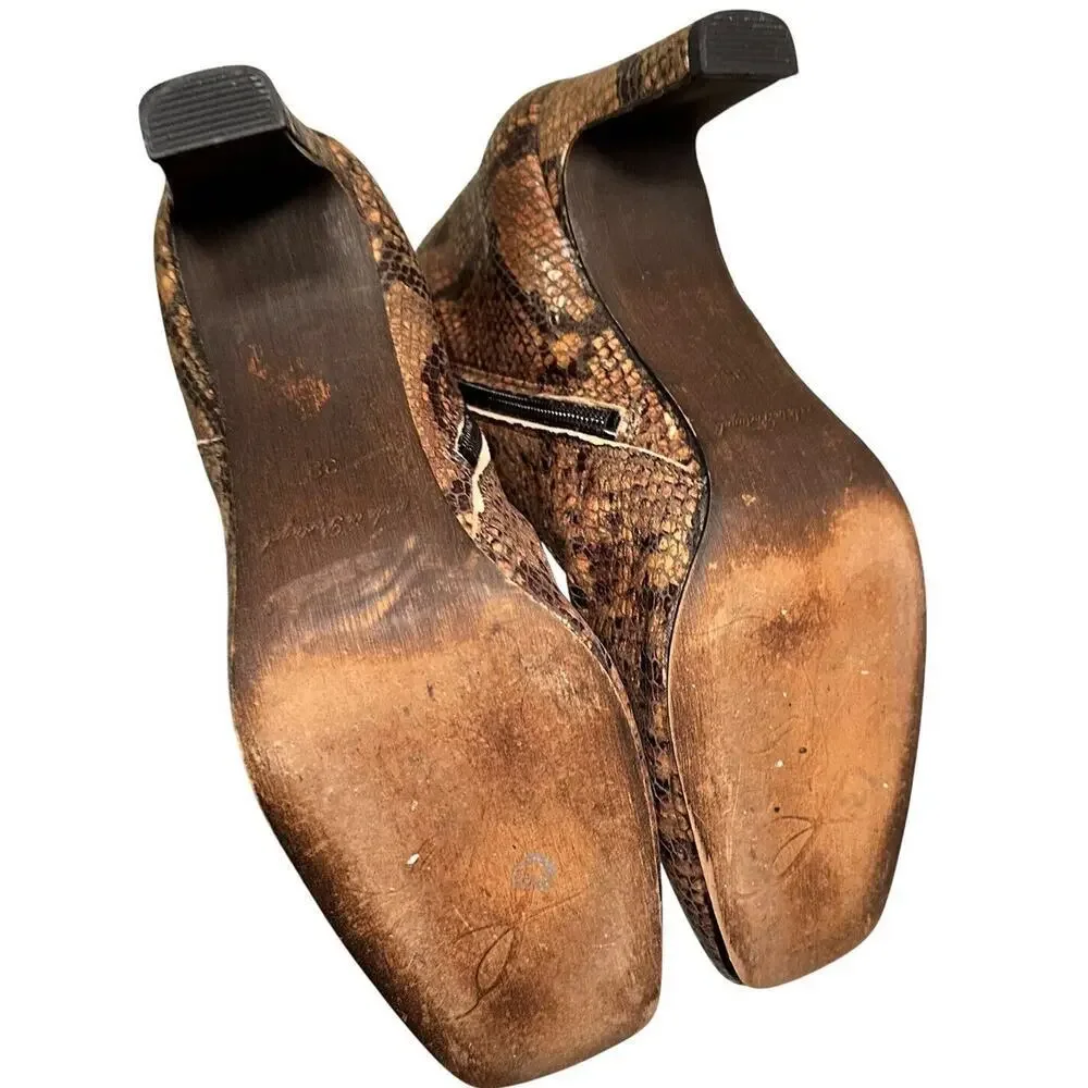 Free People Cybill Snake Print Leather Ankle Boots‎ Size 7.5